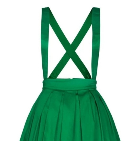Set of MAGICALLY MADE PINUP COLLECTION GREEN SATEEN PINAFORE SKIRT with Cape - Picture 7 of 13